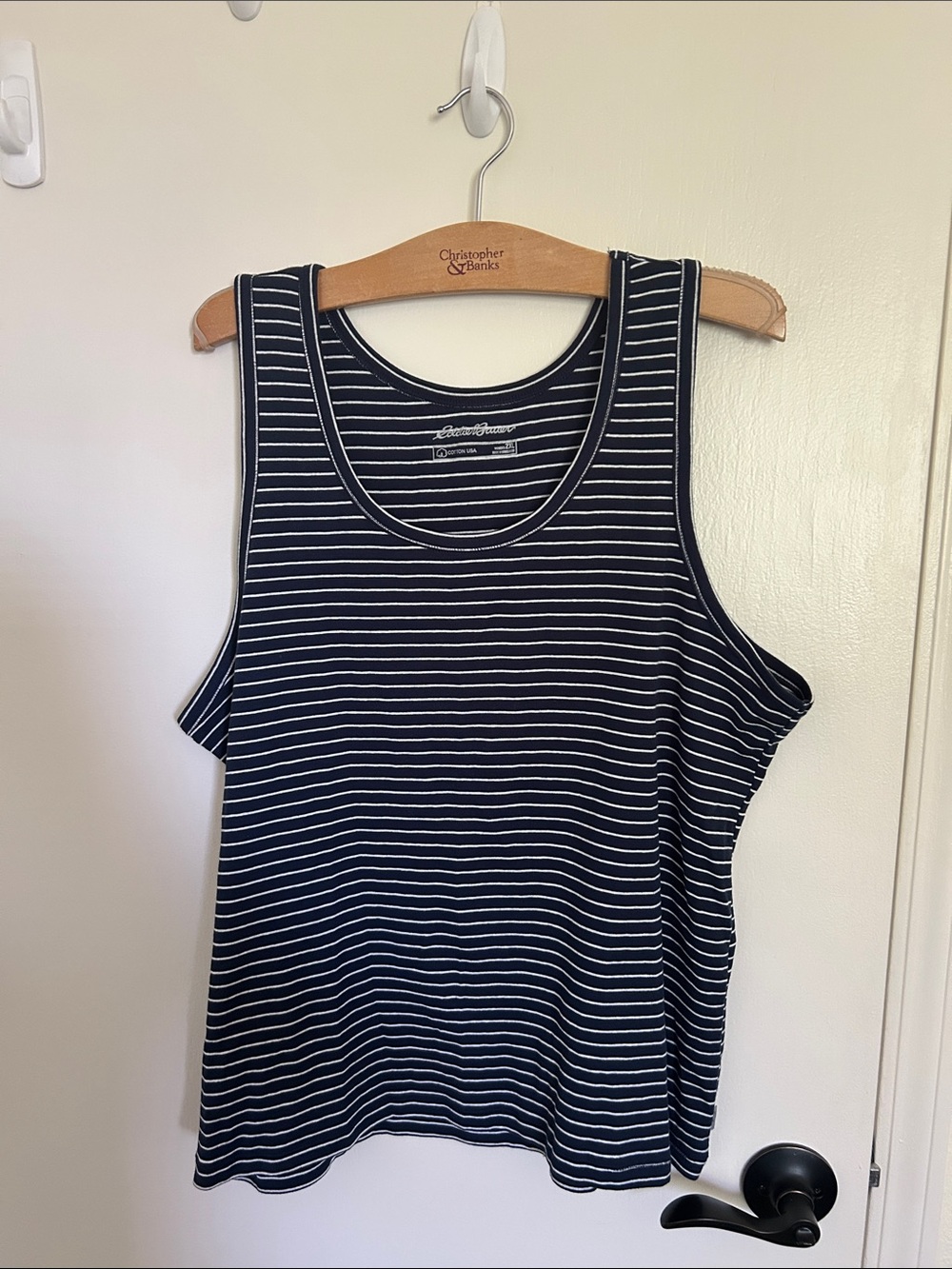 Eddie Bauer Navy and White Striped Tank Top
